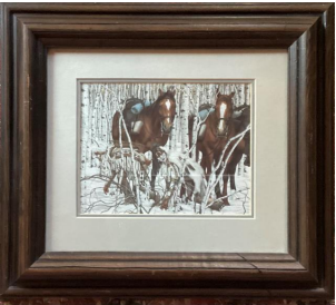 Framed Bev Doolittle “Two Indian Horses” print. Preowned in excellent condition