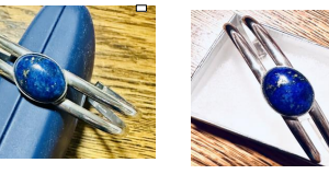 Sterling Silver Bracelet w/ Genuine Lapis Stone